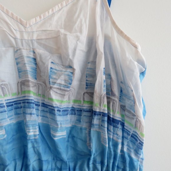 ANTHROPOLOGIE LILKA White Blue Swimming Pool Resort Cotton Dress Cover Up Small - Picture 5 of 13